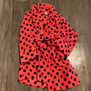 PINK Victoria's Secret Hot Pink and Black Polka Dot Robe